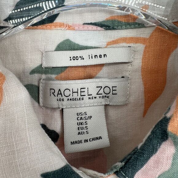 Rachel Zoe Linen Dress Womens S Shirt Floral Shift Lightweight Preppy Collared - Picture 4 of 7